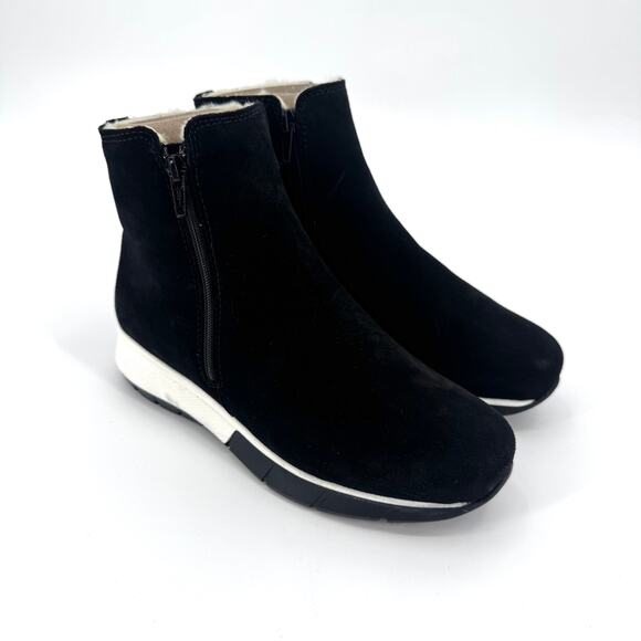 C La Canadienne Nikola Suede Shearling Sneaker Ankle Booties Side Zip Size 6.5 - Picture 1 of 10